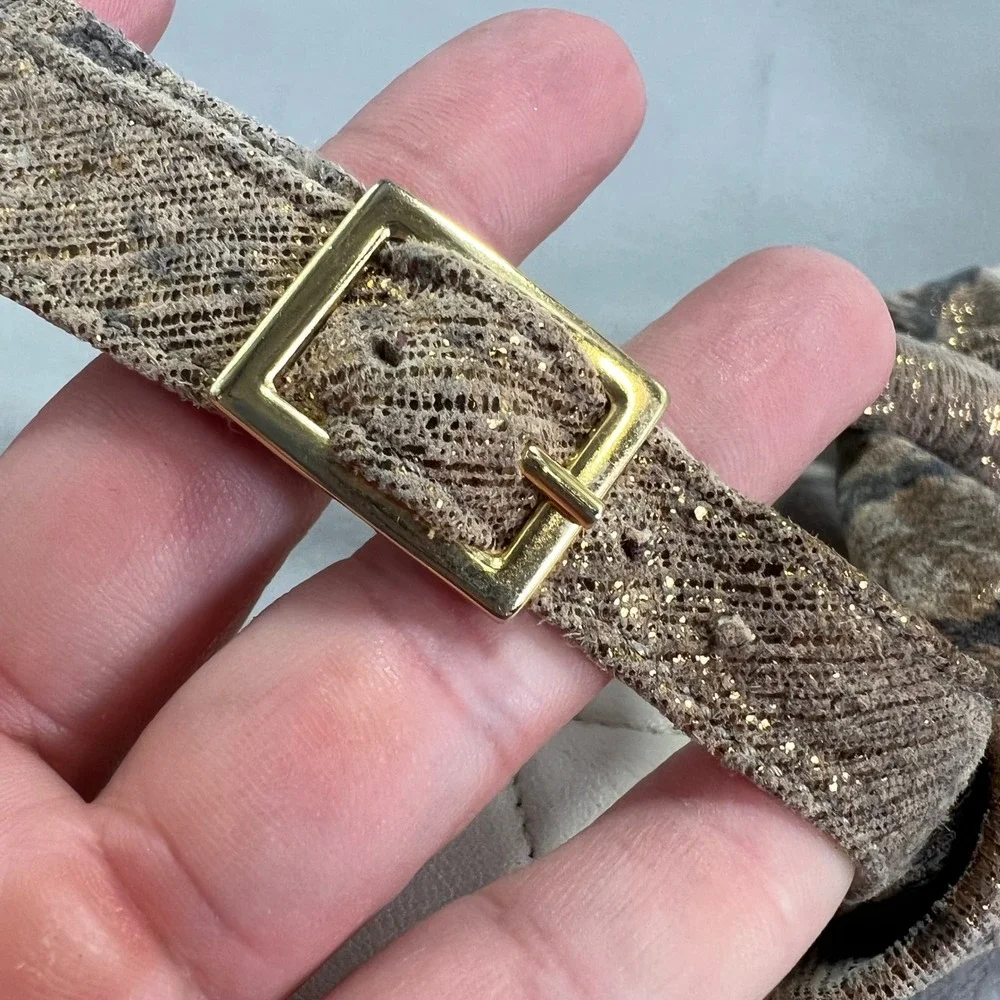 Amalfi by Rangoni Laerte Wedge Gold Metallic Animal Print Knot Espadrille 10WIDE